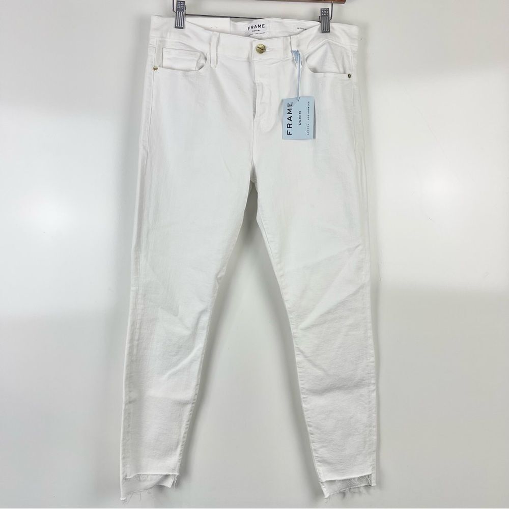 NEW FRAME Denim White Le Skinny de Jeanne Raw Step Hem Skinny Jeans Women's 32